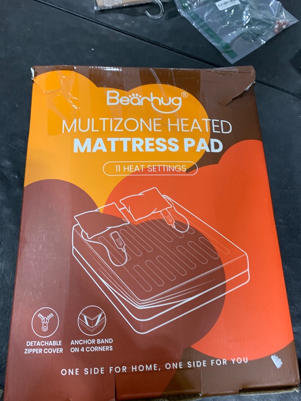 Photo 1 of Bearhug Multi-Zone Electric Heated Mattress Pad King Size, Dual Control Bed Warmer with Memory & 11 Heat Level, 1-9H Auto Off, Individual Body & Feet Settings, Deep Pocket ETL Certified, Machine Wash