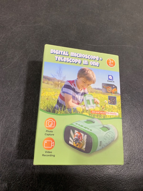 Photo 1 of 1000X Handheld Microscope for Kids : 4K 2.0" Screen Rechargeable Telescope and Camera Combo with 6 Slides, Perfect for Indoor Outdoor Exploration, Portable Edu for Age 3-12 Children