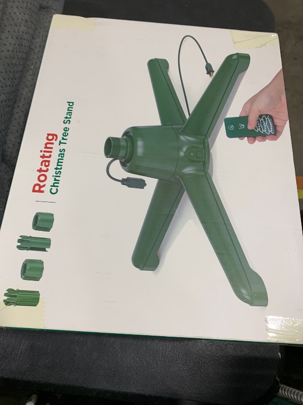 Photo 1 of (2025 Upgrade) Rotating Christmas Tree Stand with Remote Control, Stable 360 Revolving Tree Base Stand, Up to 7.5ft 90lb. Adjustable Christmas Tree Holder for Xmas Tree, Artificial Tree (Green)