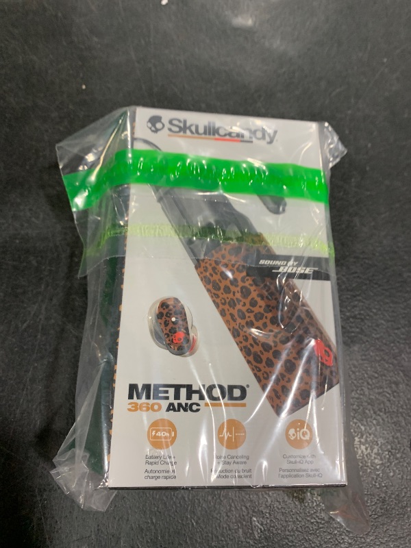 Photo 1 of Skullcandy Method 360 ANC Wireless Earbuds, Sound by Bose, Bluetooth Headphones, Premium Noise Cancelling, Up to 40 Hrs Battery, Sweat and Water Resistant, Microphone for iPhone Android - Leopard