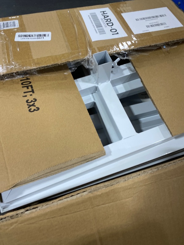 Photo 1 of Fomcet 10FT x 10FT Backdrop Stand Heavy Duty with Base, White Portable Adjustable Pipe and Drape Backdrop Stand Kit, Square Metal Arch Party Frame for Wedding Birthday Parties Banquet Decorations