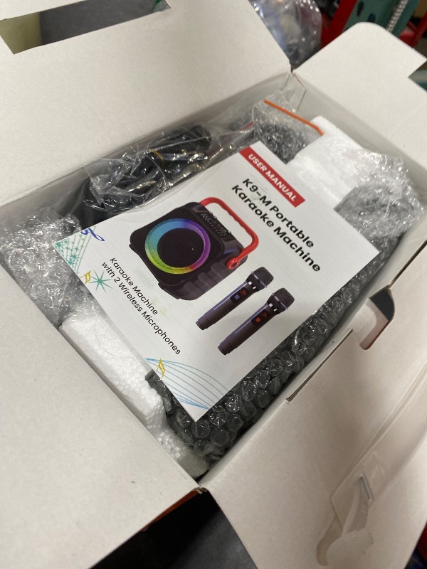 Photo 1 of Karaoke Machine, Portable Bluetooth Speaker with 2 Wireless Microphones for Adults & Kids with Lights, Karaoke Microphone with PA System Supports USB/TF/FM/AUX for Home Party Home System Packages