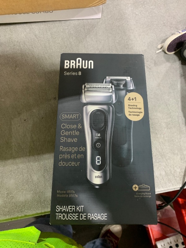 Photo 1 of Braun Series 8 Electric Razor for Men, with 4+1 Shaving Elements & Precision Long Hair Trimmer, Close & Gentle Even on Dense Beards, Wet & Dry Electric Razor with 60min Runtime, 8517s Galvano Silver