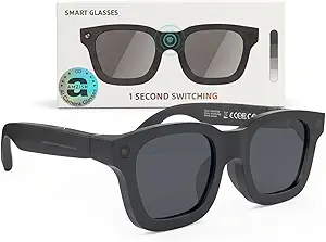 Photo 1 of Ai Smart Glasses with Camera, Electrochromic Lens, 8MP HD Anti-Shake Bluetooth Camera Glasses, 1080p Video Recording, Real Time Translation Open Earbuds , Voice Assistant, Sunglasses for Men Women