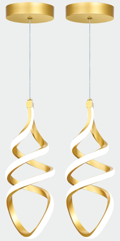 Photo 1 of Pendant Lights,3 Pack Brushed Gold Pendant Lighting for Kitchen Island,LED Pendant Lights 3 Color Temperature,Modern Pendant Light Fixtures,Gold Brass Pendant Lighting,Dimmable Spiral Ceiling Light