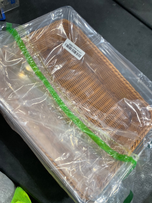 Photo 1 of **INCOMPLETE, NO LIDS** 2 Pcs Rattan Bread Basket 15.7 x 11.8 Inch Woven Imitation Rattan Fruit Basket Wicker Breadbasket for Serving Food Vegetable Display Baskets for Kitchen Restaurant