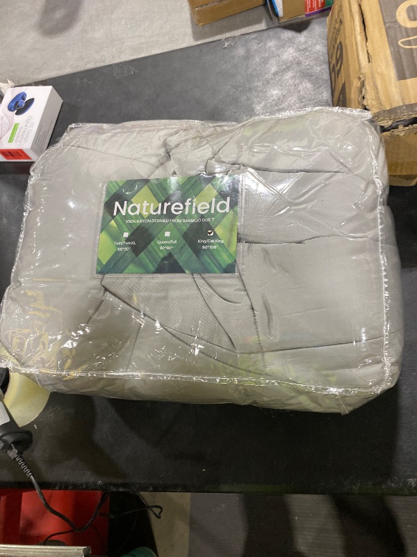 Photo 1 of 100% Rayon Derived from Bamboo Comforter for Hot Sleepers- Breathable Cooling Silky Soft Duvet Insert King Size - All Season Comforter (106x90 Inches, Light Gray)