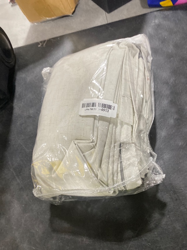 Photo 1 of 100% Blackout Pinch Pleat Linen Curtains 84 Inch Length 2 Panels Set Thermal Insulated Black Out Natural Linen Pleated Drapes for Bedroom Dining Living Room Neutral Cream Blackout Curtains 7FT