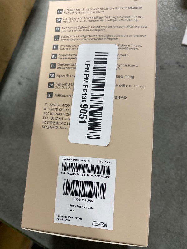 Photo 1 of Aqara Smart Doorbell Camera G410 with Chime, 2K, HomeKit Secure Video, 2-Way Audio, Built-in Matter Hub, Wireless/Wired, Supports Apple Home, Alexa, Google, Home Assistant, 2.4G/5GHz Wi-Fi, Black