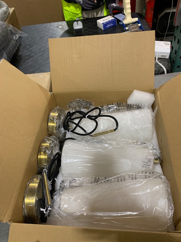 Photo 1 of FDPBY Natural Alabaster Pendant Lights Kitchen Island White Marble Conical Shade Modern Gold Ceiling Light Fixtures for Dining Room Table Living Room Bedroom Hallway (Included E12 Bulb,3-Pack)