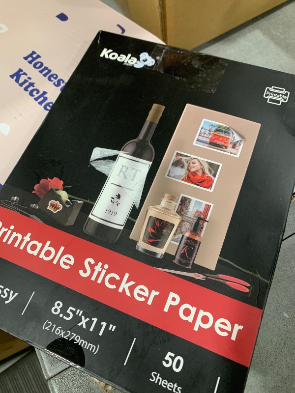 Photo 1 of (50 Sheets) Koala Glossy Sticker Paper for Inkjet Printer, Printable Sticker Paper White, 8.5x11 Inch Self-Adhesive Photo Sticker Printer Paper