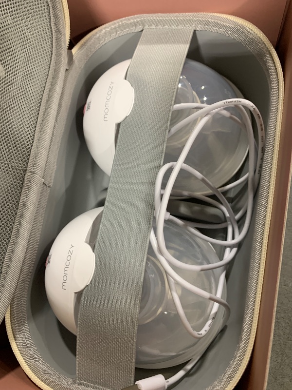 Photo 1 of Momcozy M5 Smart APP Controlled Wearable Breast Pump, Hands-Free Wireless Electric Pump, 3 Modes 9 Suction Levels, BPA-Free, Portable Lightweight, 24mm Flange, 2-Pack Cozy Red