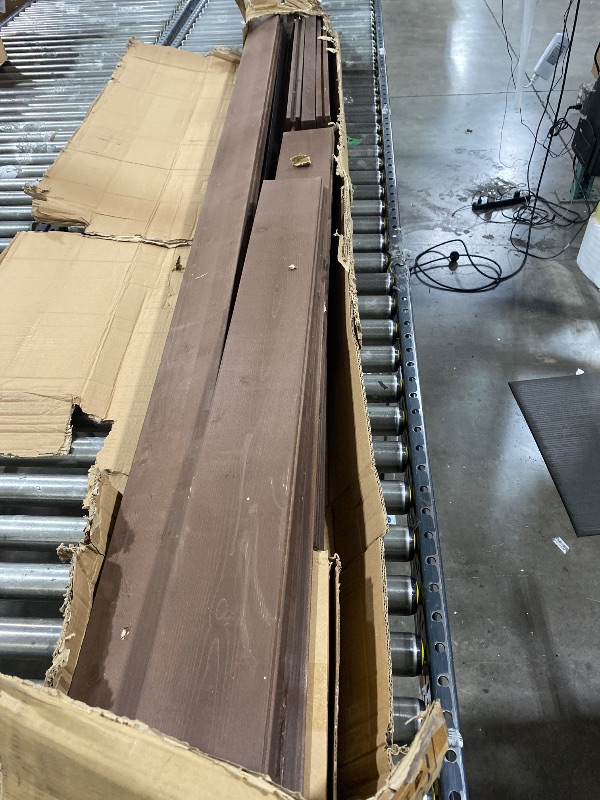 Photo 1 of ROYMELO 42x96 inch Sliding Barn Wood Door Slab with 7ft Hardware Kit and Handle, Coffee, K Shape, Simple DIY Assembly