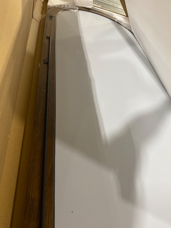 Photo 1 of Coomily Full Length Mirror, 71"×32" Wooden Mirror Full Length with Stand Wood Floor Mirror, Oversized Stand Up Mirrors Large Wall Mirrors, Wall Mounted Mirrors, Arched Vintage Style, Walnut