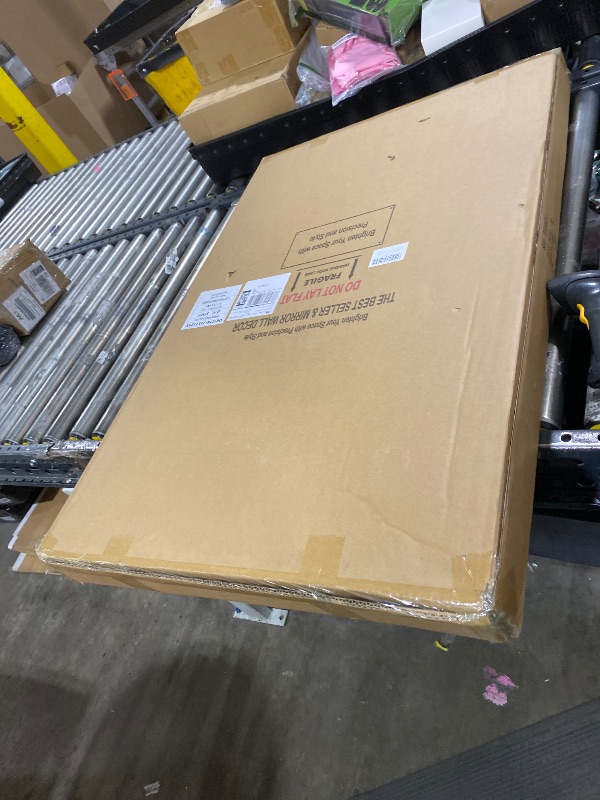 Photo 1 of 36x22 inches Arched Window Wall Mirrors with Grids, White Farmhouse Wooden Arch Mirror for Dresser, Bedroom, Stairways, Entryway and Living Rooms Decorative