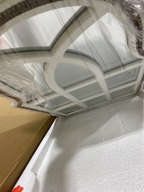 Photo 1 of 36x22 inches Arched Window Wall Mirrors with Grids, White Farmhouse Wooden Arch Mirror for Dresser, Bedroom, Stairways, Entryway and Living Rooms Decorative