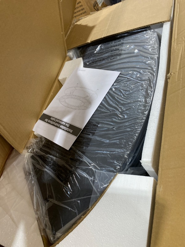 Photo 1 of Uniflasy 48" Fire Pit Surround Tabletop for Solo Stove Yukon, Bonfire & Tiki, Portable Protective Barrier Equal Width Design with Firewood Storage Shelf for Safety & Extra Space, Outdoor FirePit Table