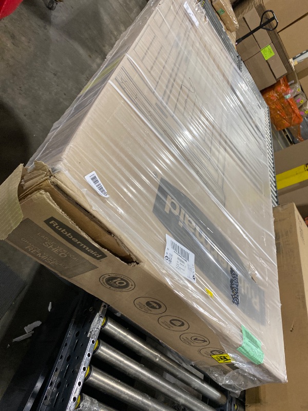 Photo 1 of Rubbermaid Vertical Resin Outdoor Storage Shed With Floor (4 x 2.5 Ft) Weather Resistant Beige/Brown Organization for Home/Backyard/Pool Chemicals/Toys/Garden Tools/Porch/Patio Cushions