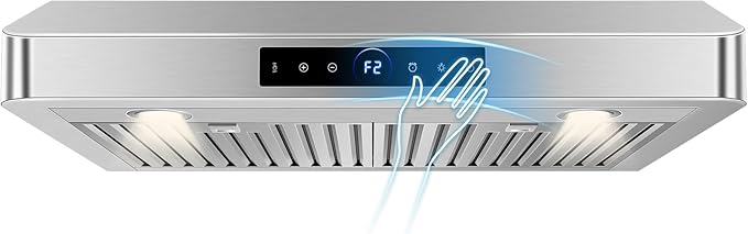 Photo 1 of 36 inch Island Range Hood Ceiling Mount 1200 CFM with 4-Speed Gesture Sensing & Touch Control, Ducted/Ductless Stainless Steel Kitchen Stove Vent Hoods with 4 LED Lights, Timer,Dishwasher-Safe Filters