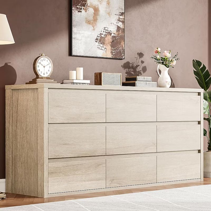 Photo 1 of *partial set* Garvee 9 Drawer Dresser Rustic Farmhouse Handle Free Storage Cabinet with Anti Tip Vintage Cream