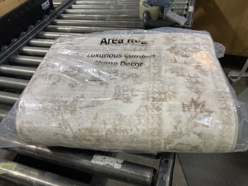 Photo 1 of WondRg 3x14 Washable Neutral Runner Rug Beige Vintage Hallway Kitchen Carpet Non-Slip Soft Low Pile Floral Throw Rug for Bedroom Bathroom Laundry Living Room