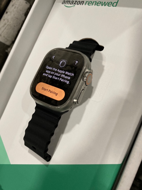 Photo 1 of Apple Watch Ultra [GPS + Cellular 49mm] Titanium Case with Midnight Ocean Band, One Size (Renewed Premium)