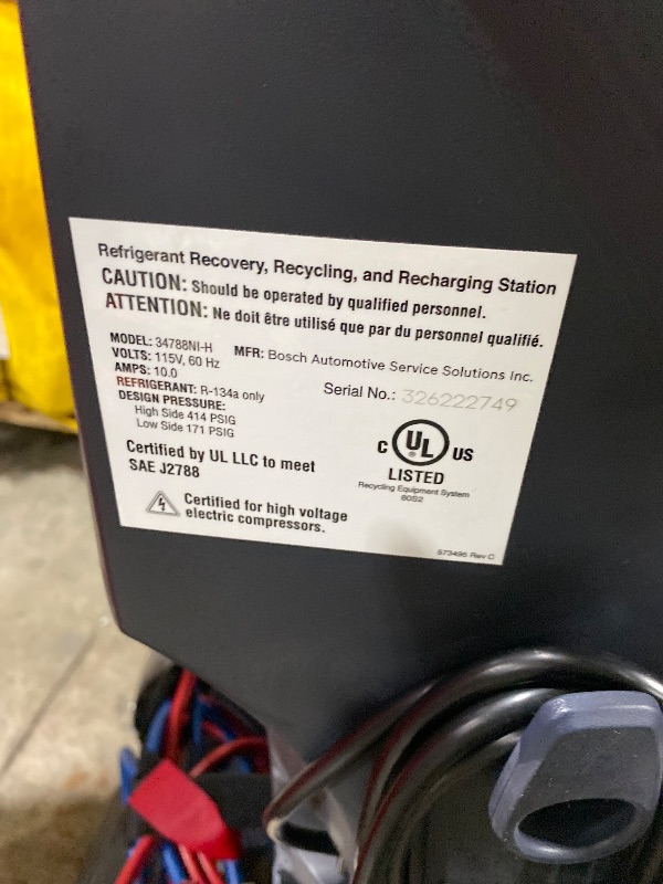 Photo 1 of Robinair ROB-34788NI R-134A Refrigerant Recovery, Recycling, and Recharging Machine