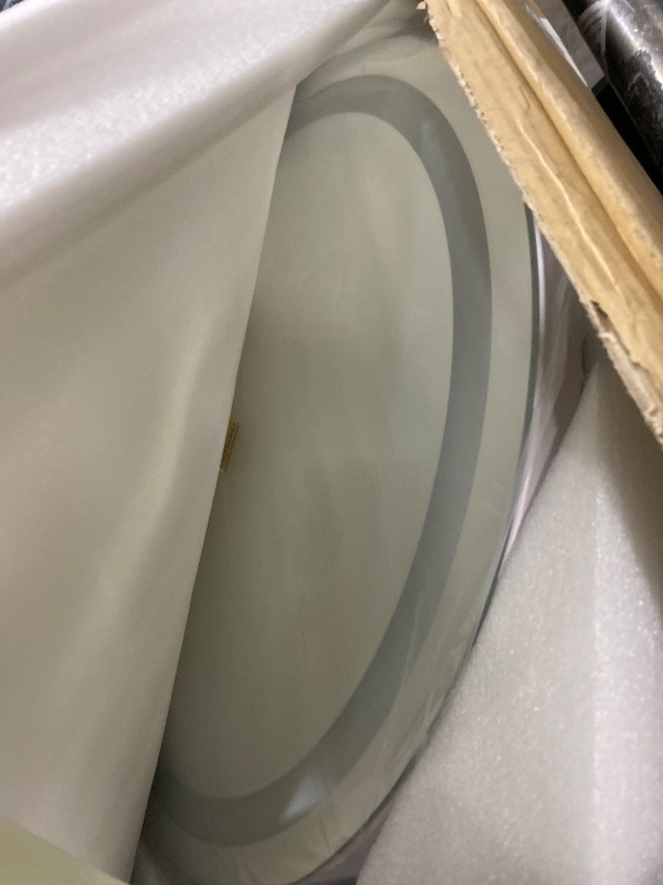 Photo 1 of Hasipu Vanity Mirror with Lights, 23.6" LED Large Makeup Mirror, Lighted Makeup Mirror with Lights, Smart Touch Control 3 Colors Dimmable Round Mirror 360°Rotation White