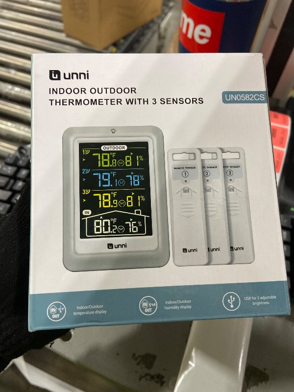 Photo 1 of Indoor Outdoor Thermometer Wireless, 4.5 Inch Display Digital Hygrometer Thermometer Temperature Humidity Monitor with 330ft Range Sensor and Adjustable Backlight (Multi)