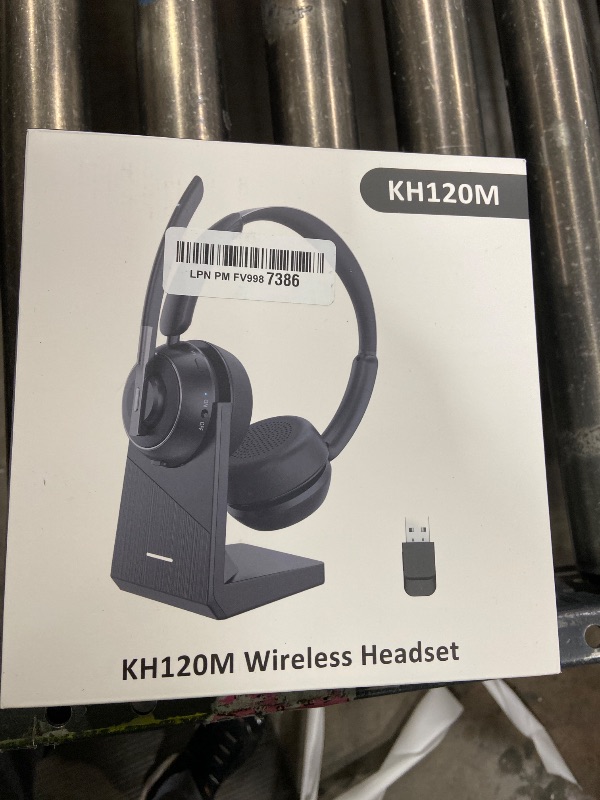 Photo 1 of (2025 Upgraded) Wireless Headset with Mic for Work, Bluetooth Headset with Noise Canceling Microphone with Dongle, Charging Base & Mic Mute, Wireless Headphones for Work from Home/PC/Computer