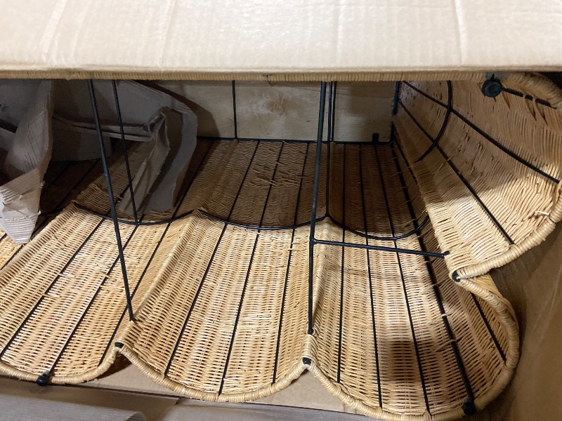 Photo 1 of Bali & pari Palm Bohemian Honey Scallop Rattan Console Table