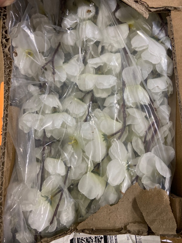 Photo 1 of Cherry Blossom Tree 6.5Ft,Faux Peach Blossom Tree White Artificial Cherry Blossom Tree for Wedding Office Home Living Room House Outdoor Indoor Decor White