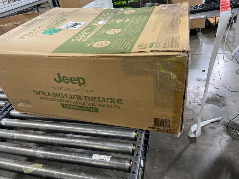 Photo 1 of Jeep Wrangler Deluxe 4 Seater Stroller Wagon by Delta Children - Premium Quad Stroller Wagon for 4 Kids with Convertible Seats, Adjustable Push/Pull Handles, Removable Canopy & Flat Fold, Grey