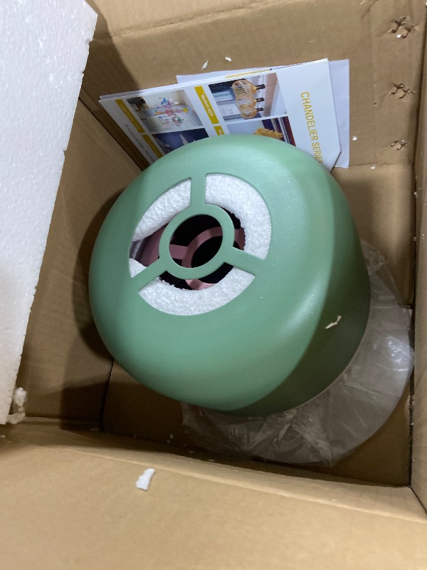 Photo 1 of DJAMEL Modern Pendant Light Macaron Colorful Iron Chandelier Nordic Round Aluminum Shade Hanging Pendant Light for Kitchen Island Dining Room Children's Room Bedroom (Pink+Green, B-Medium)