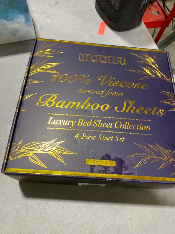 Photo 1 of DECOLURE 100% Viscose Derived from Bamboo Sheets Queen Size - Luxury 4 Pc Naturally Cooling Sheets, Ultra Soft Bed Set - Deep 17" Pockets, Durable Double Stitching, Oeko Tex Standard (White)