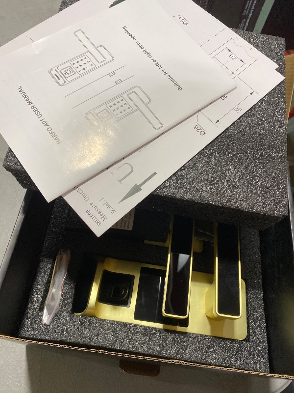 Photo 1 of Harfo Fingerprint Door Lock, Heavy Duty Full APP Control Touchscreen Keypad Keyless Lock with Reversible Handle, Perfect for Home/Office/Bedroom Doors (Gold)