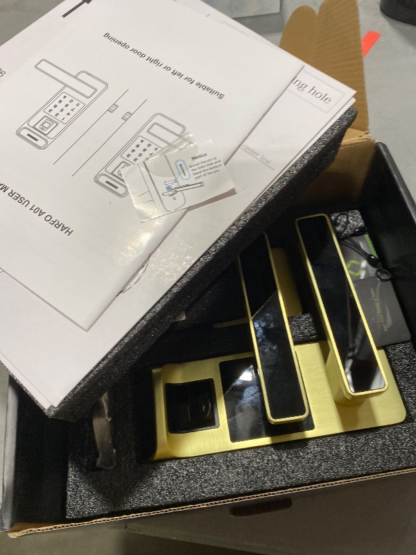 Photo 1 of Harfo Fingerprint Door Lock, Heavy Duty Full APP Control Touchscreen Keypad Keyless Lock with Reversible Handle, Perfect for Home/Office/Bedroom Doors (Gold)