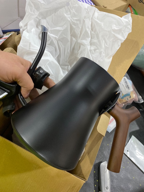 Photo 1 of Fellow Stagg EKG Pro Electric Gooseneck Kettle - Pour-Over Coffee and Tea, Quick Heating, Precise Temperature Control, Scheduling, Built-in Brew Timer, Matte Black with Walnut Wood Handle, 0.9 Liter