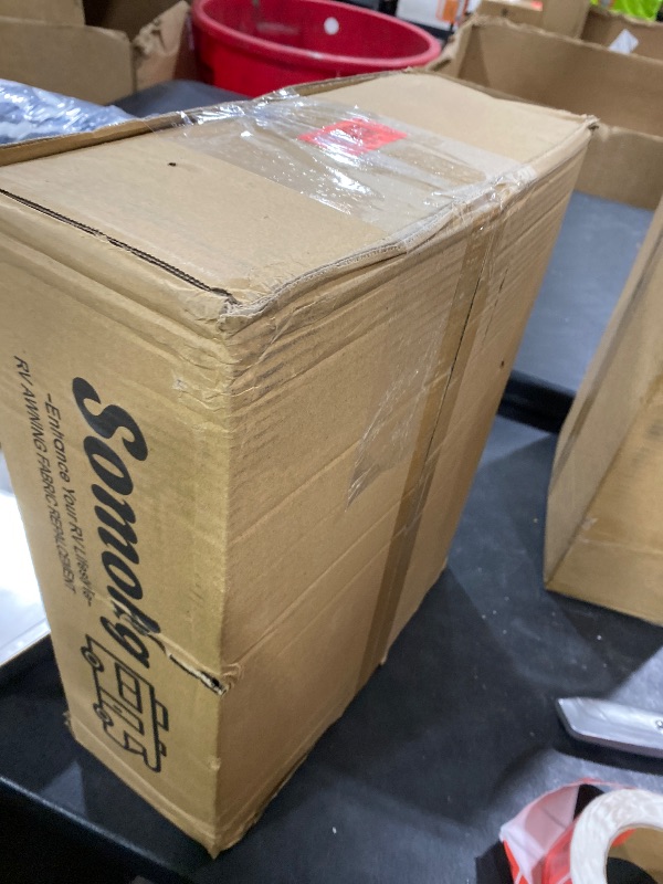 Photo 1 of Heavy Duty RV Awning Fabric Replacement - 19.5oz Vinyl Camper Awning - Waterproof & UV-Resistant - Universal Canopy for Camper, Trailer and Motorhome (Gray Fade, 14FT(Fabric 13'2"))