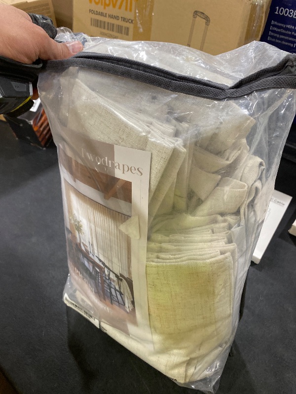 Photo 1 of Natural Pinch Pleated Linen Curtains 112 Inches Long 2 Panels Set for Living Room Bedroom Memory Training Shaped Semi Sheer Pleat Drapes with Hooks Rings Light Filtering Window Curtain 40x112