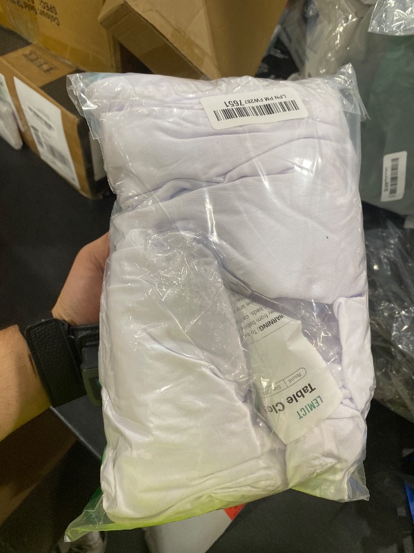 Photo 1 of Lemict Cocktail Table Covers - 2 Pack 32x43 Inch Table Cloth - White Fitted Stretch Spandex Round High Top Tablecloth for Party, Bar, Birthday, Pub, Banquet