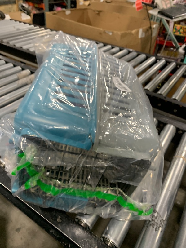 Photo 1 of 2 Set Travel Pet Carriers for Small Cat Dog Plastic Hard Shell Carrier Cat with Bowl Wire Door Grille Mat Portable Breathable Security Lock Puppy Kennel for Travel Airline, 17.5", up to 13lbs(Blue)