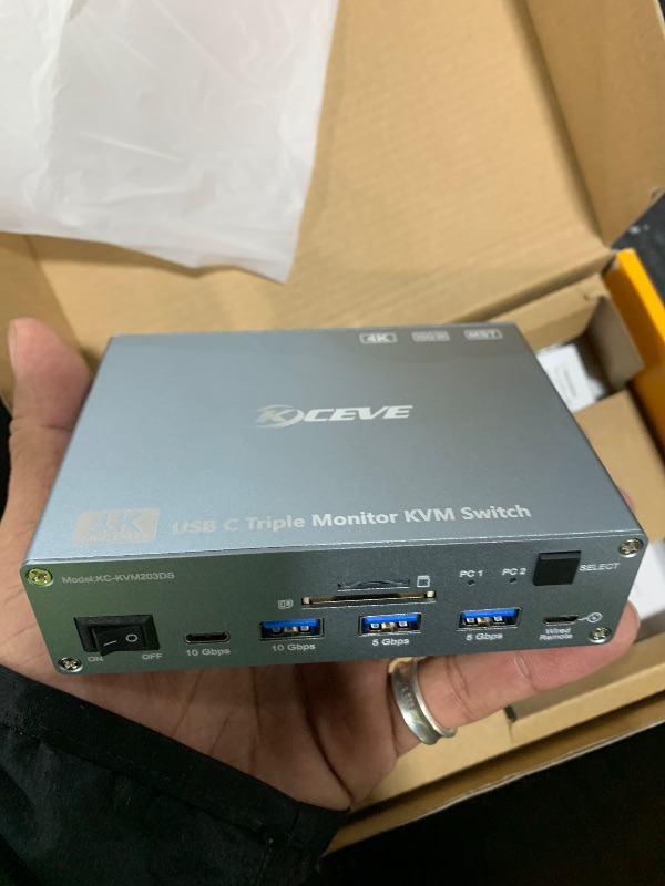Photo 1 of USB C KVM Switch 3 Monitors 2 Laptops 4K@60Hz, Displaylink USB C Docking Station 3 Monitor KVM for Windows Mac M1 M2 M3 M4, Extended Triple Displays,PD 100W,USB 3.0,USB 3.2,SD/TF,1G Ethernet