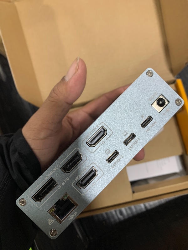 Photo 1 of USB C KVM Switch 3 Monitors 2 Laptops 4K@60Hz, Displaylink USB C Docking Station 3 Monitor KVM for Windows Mac M1 M2 M3 M4, Extended Triple Displays,PD 100W,USB 3.0,USB 3.2,SD/TF,1G Ethernet