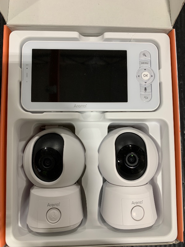 Photo 1 of ARENTI Baby Monitor 2 Cameras, Smart Baby Camera with 5-Inch Wireless Display, Super Night Vision, Temperature Sensor, Sound Detection, Auto Motion Tracking, 2-Way Audio, VOX Mode(B2 Set)