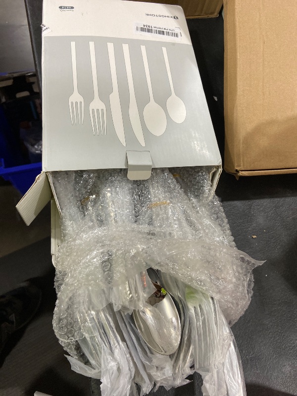 Photo 1 of KINGSTONE 48 Piece Silverware Set with Steak Knives, Hammered Silverware Set for 8, 18/10 Stainless Steel Flatware, Cutlery Set for Home, Party, Wedding, Mirror Polished Dishwasher Safe