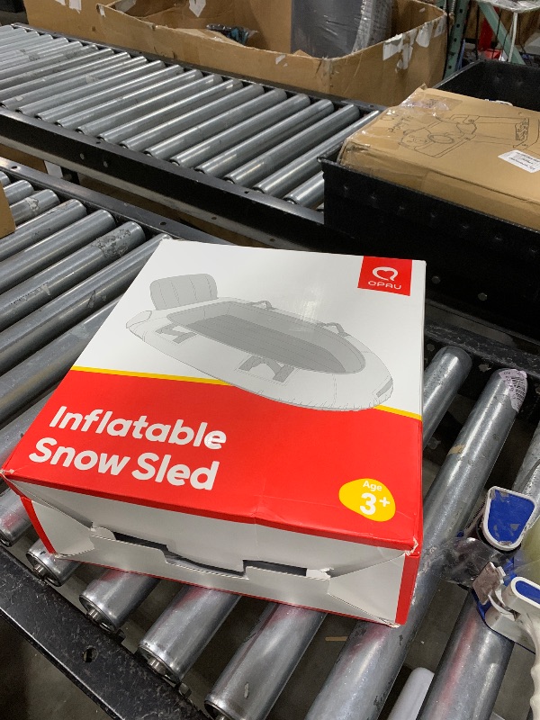 Photo 1 of QPAU Snow Sled with Premium Canvas Cover, 2 Person Inflatable Heavy Duty Snow Tube with Reinforced Handles, Snow Sleds for Kids and Adults, Winter Toboggan Outdoor Toys Gifts for Family (Red)