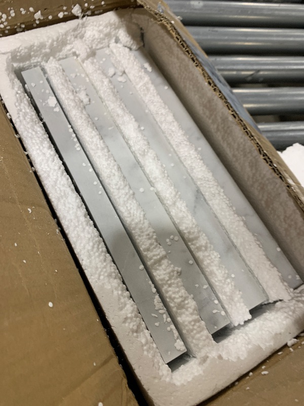 Photo 1 of Lovdeco 4 PCS Carrara Marble Baseboard for Kitchen Bathroom Floor Shower, White Marble Trim Molding Polished, 4.5 X 12 inch