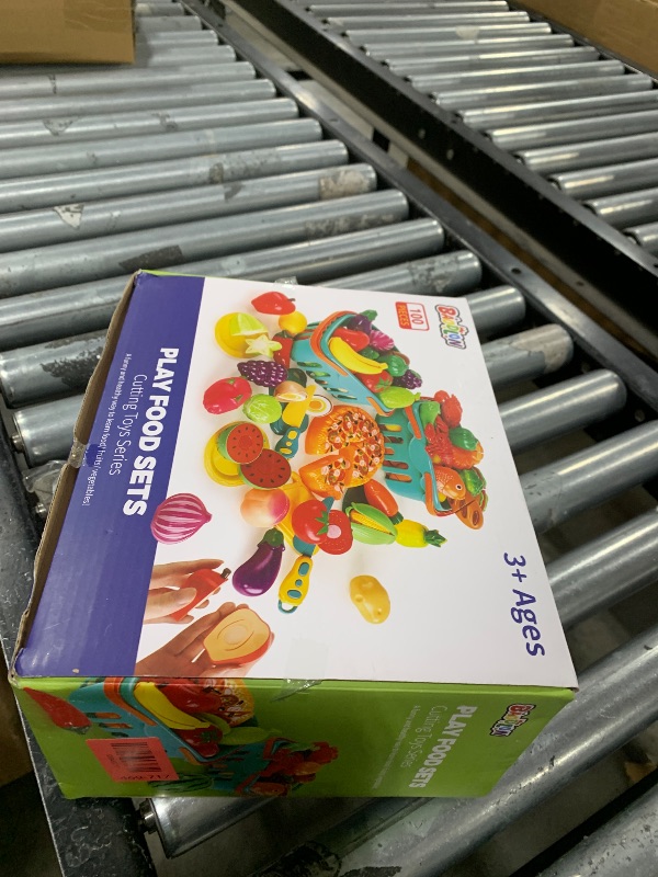 Photo 1 of 100 Pcs Play Food Set for Kids Kitchen, Pretend Food Toy for Toddlers Age 1-3, Plastics Cutting Fake Food/ Fruit/ Vegetable Accessories with 2 Baskets, Birthday Gifts for 2 3 4 5 Years Old Boys Girls