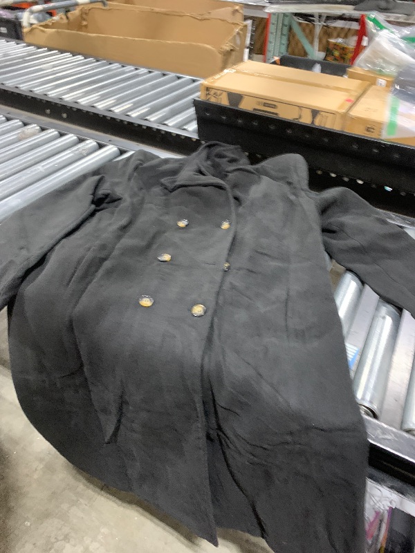 Photo 1 of Fisoew Women Double Breasted Coats Long Winter Work Office Overcoat Pocketed Outwear with Belt